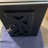Black aluminum van storage box with secure locking mechanism for off-road use