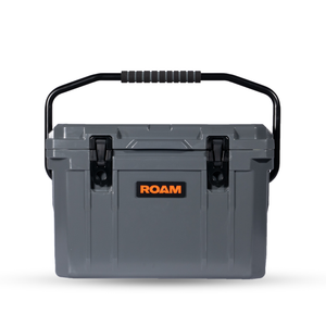 20QT Rugged Cooler by ROAM in gray with sturdy handle and secure latches for road trips and outdoor adventures