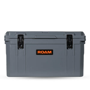 45QT Rugged Cooler gray heavy-duty outdoor cooler with black latches and ROAM logo