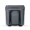55QT Rolling Rugged Cooler in gray with sturdy handle and durable design for easy rolling and outdoor use