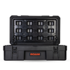 66L Rugged Case black heavy-duty storage box with lid open and steel lockable latches designed for rooftop mounting