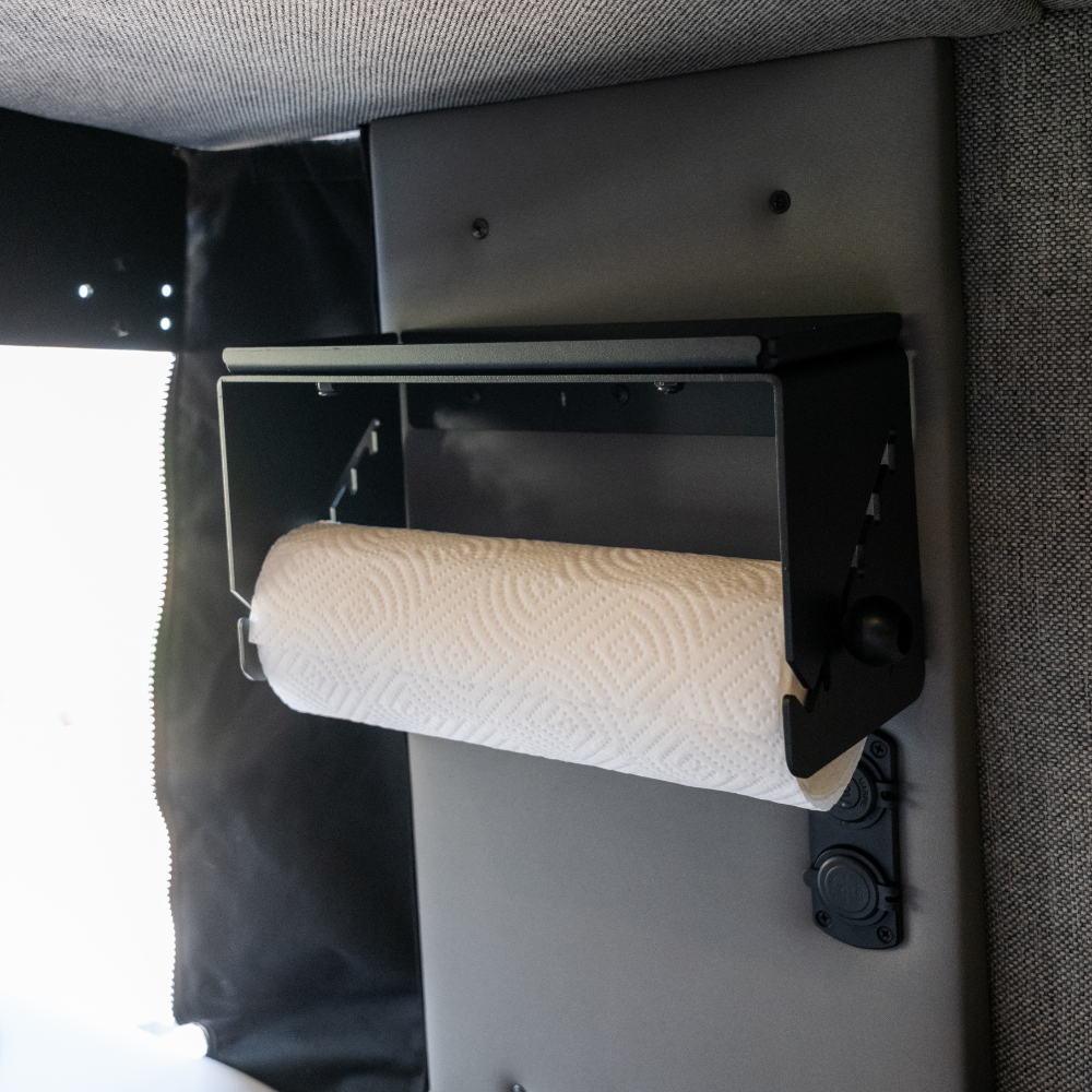 Canyon Paper Towel Holder mounted with magnets inside van for organized storage