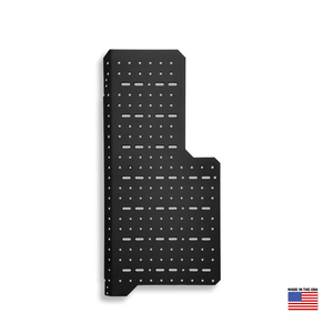 Sherpa Cargo Carrier mounted on rear door of 2007-2018 Sprinter van showing modular design and sturdy aluminum construction