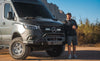 Adax Series Bumpers Sprinter steel winch cradle aluminum shell front bumper with cooling vents and recovery points on Mercedes vehicle