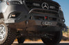 Adax Series Bumper installed on a Mercedes Sprinter, featuring steel winch cradle, aluminum shell, and enhanced cooling airflow.
