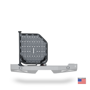 Sprinter Ekko Swing-out Carrier mounted on off-road vehicle holding spare wheel and cargo box