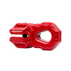Red billet winch shackle made from solid aluminum with precision machining and a bold industrial design
