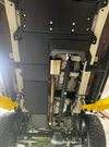Grenadier skid plate system installed for drivetrain protection on offroad vehicle undercarriage