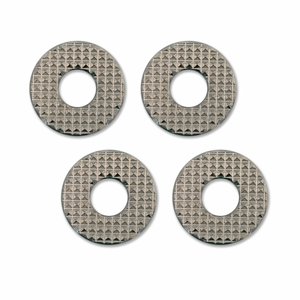 Set of four Rally Strut Waffle Washers with precision-machined teeth for off-road suspension stability