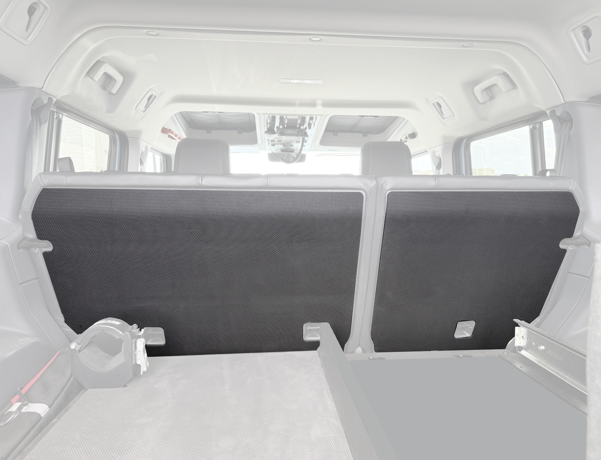 Seatback foam installed on INEOS Grenadier rear cargo area providing durable cushioning