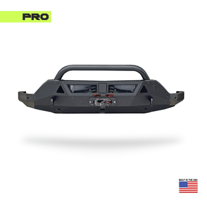 Adax Pro 2019+ Sprinter bumper with steel winch cradle and aluminum shell, optimized airflow, recovery points, and DEF protection.