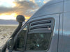 Bug Barrier front window vent installed on Sprinter van for ventilation and bug protection