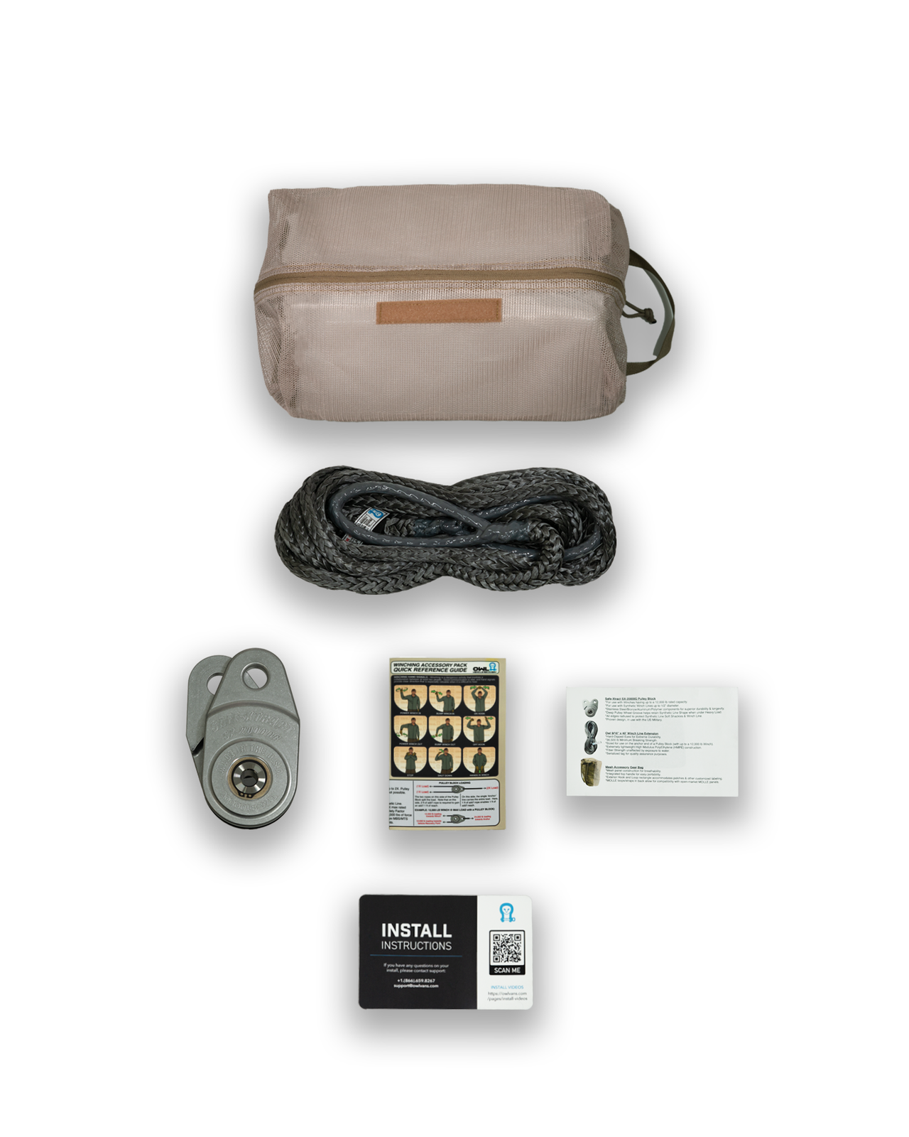 Overland Winch Recovery Kit with MOLLE-compatible bag, 40ft synthetic winch line extension, SX-20000G pulley block