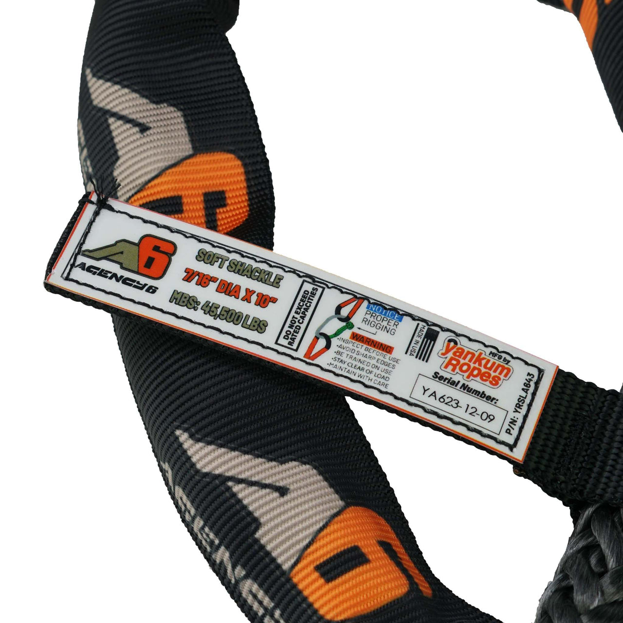 Agency 6 Soft Shackle - 7/16" 45,500 Min Break Strength - Owl Outdoor