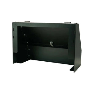 Black billet aluminum Seat Back Locker for Sprinter with lockable storage behind front seats