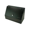 Black lockable seat back locker made of lightweight billet aluminum for Sprinter vans with a secure powder-coated finish