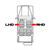 Underseat air compressor system schematic for INEOS Grenadier with LHD and RHD seating positions.