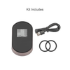 MagSafe compatible wireless phone charger kit with USB cable and two rubber rings.