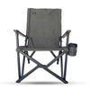 Olive ergonomic camp chair with adjustable features and cup holder for outdoor use