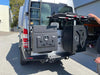 Medium Expedition Cargo Box mounted on the back of a white expedition vehicle with rugged all-aluminum construction and compact design.