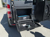 Medium Expedition Cargo Box mounted on vehicle with open door showing compact and durable all-aluminum construction storage space