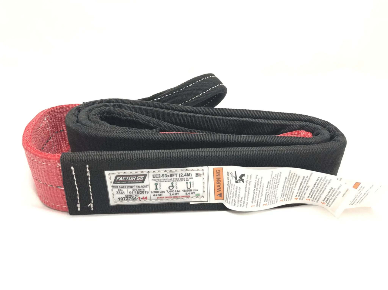 Tree Saver Strap for safe anchoring and bark protection.