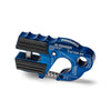 Ultrahook for Winches in blue, precision-machined aluminum with closed shackle mount and safety latch, designed for enhanced safety and reliability.
