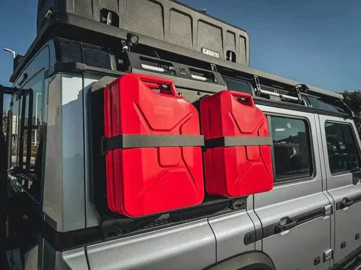 20L Jerry Can Holder for INEOS Grenadier mounted on vehicle.