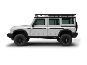 ACS Full Length Platform Roof Rack on INEOS Grenadier, ideal for gear transport.