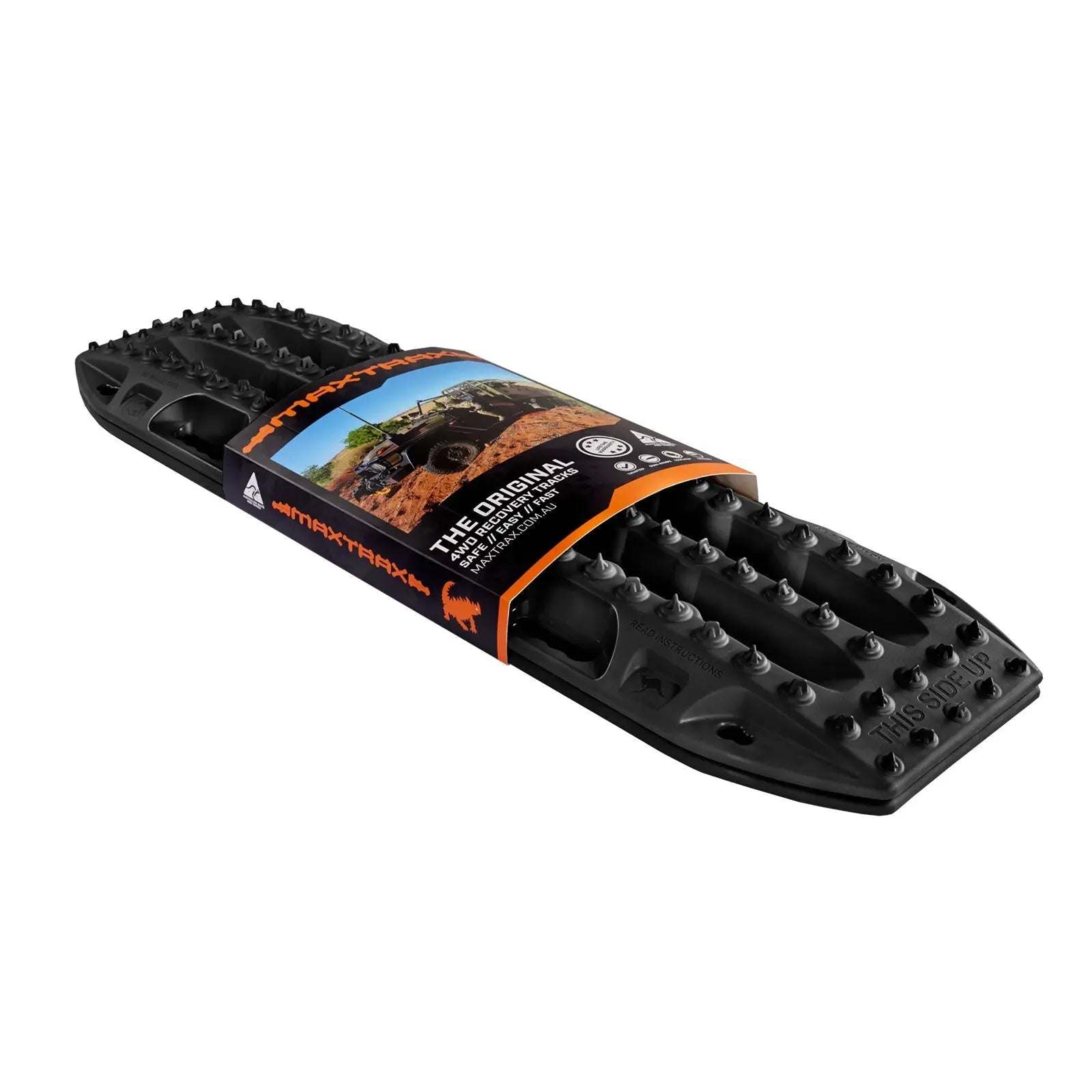 MKII Traction Boards for off-road recovery with aggressive teeth and integrated handles.