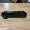 Black winch fairlead with minor scuffs, made of 6061-T6 aluminum, satin black finish, perfect working condition, includes stainless mounting hardware.