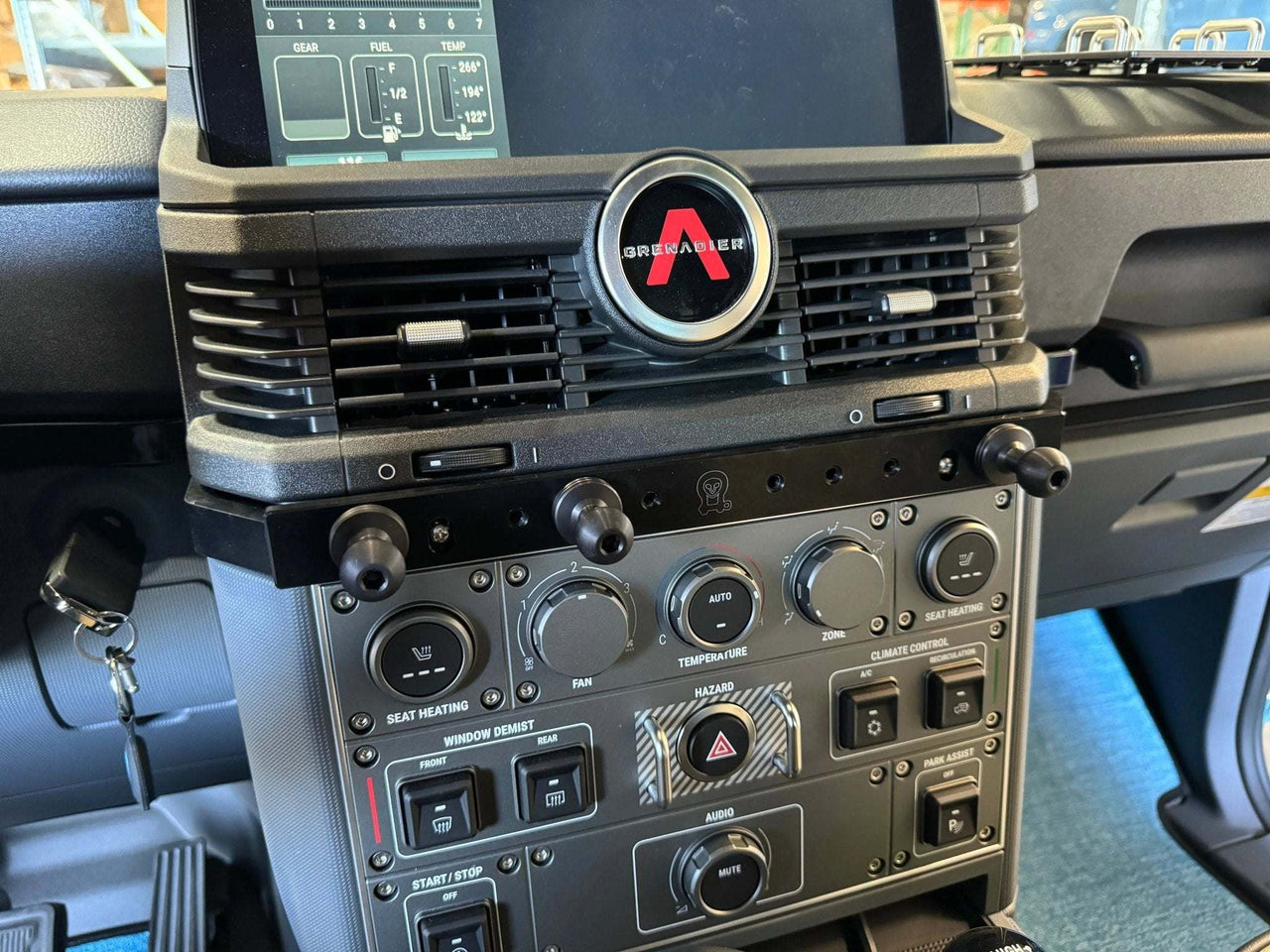 Accessory Mounting Rail for INEOS Grenadier installed on vehicle dashboard.