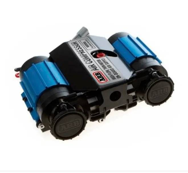 Twin 12 Volt ARB air compressor for off-road use, compact and durable.