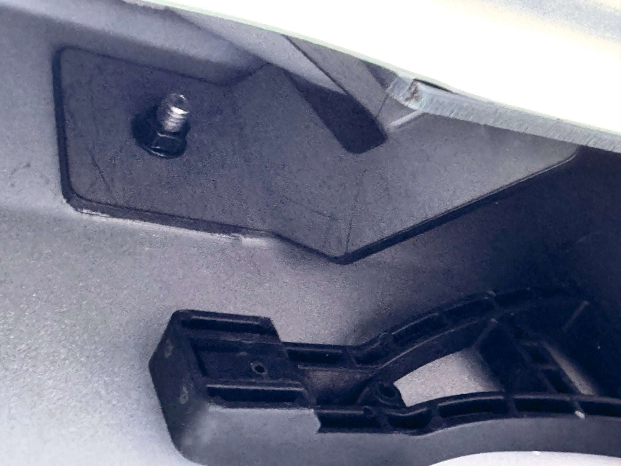 Close-up of mounting hardware for Owl B2 Transit rear door carrier