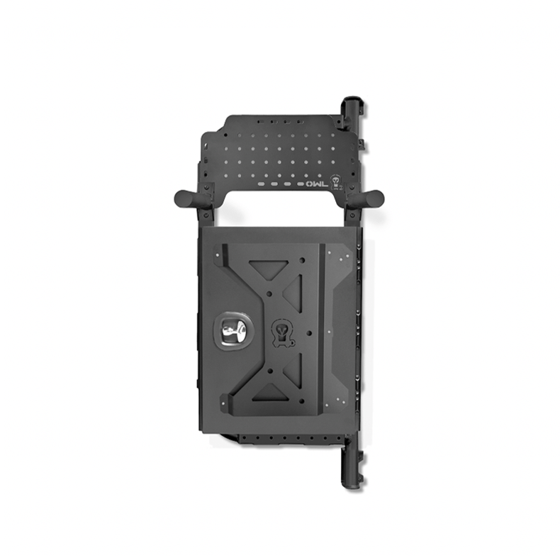Owl B2 Transit rear door carrier with vertical bike mounts and large cargo box