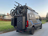 Bike Rack for Sprinter with bikes and cargo boxes attached.
