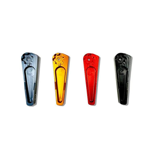Four colored Grenadier Hood Release Handles for INEOS vehicles in blue, orange, red, and black with durable design and clean aesthetic