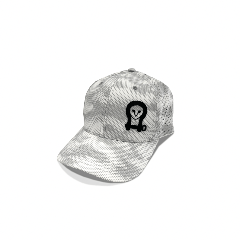 Gray Owl Waterproof Hat with recycled material and subtle owl patch design