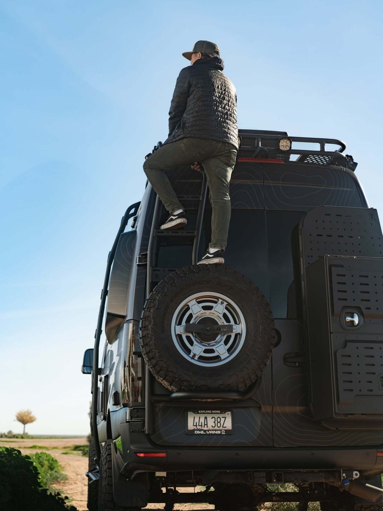 Owl Sprinter Rear Door Ladder + Tire Carrier (2019+) - Owl Outdoor