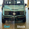 Talon Wheels comparison for INEOS Grenadier showing Owl wheels vs. stock.