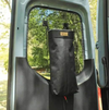 Seatback Trash Bag attached to car seat, durable and water-resistant design.