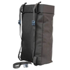 Seatback trash bag, durable water-resistant material, roll-top closure, road trip accessory.