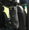 Seatback trash bag on car seat, durable and water-resistant.