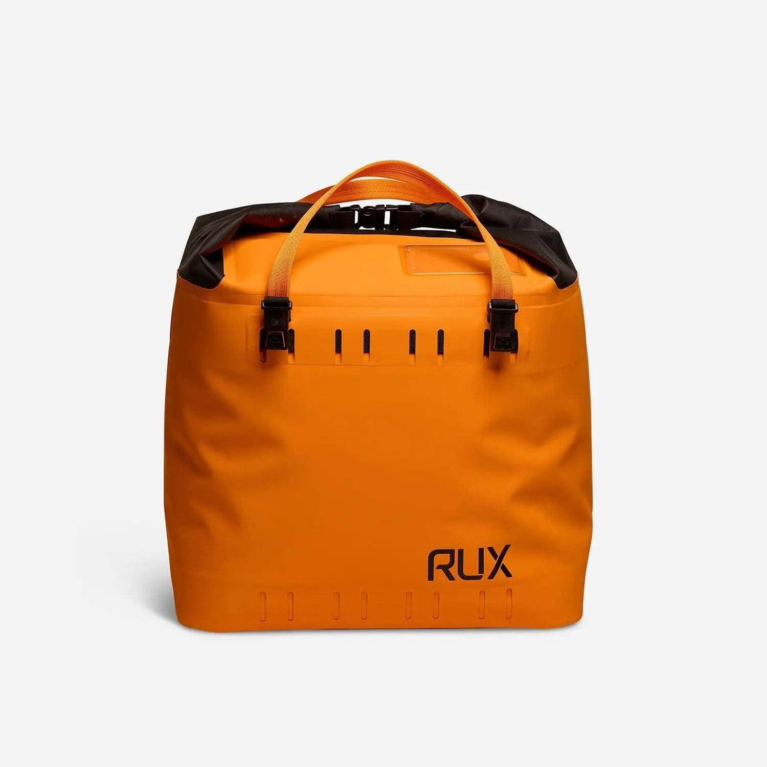 Orange RUX 25L Soft Cooler Bag ideal for outdoor adventures, featuring durable design and versatile utility.