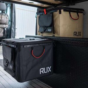 Utility Hooks for outdoor gear organization in vehicle setup.