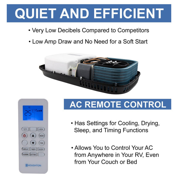 RV Air Conditioner Low Profile 9.5k Quiet AC Unit with Optional Heat Pump and Remote Control, Non - Ducted [RecPro] - Owl Vans