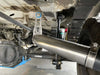 Owl Stainless Exhaust installed under 144" Sprinter van with stainless steel pipe and custom hanger bracket