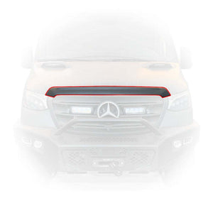 Aero Hood Spoiler for 2019+ Sprinter improving airflow and protecting windshield.