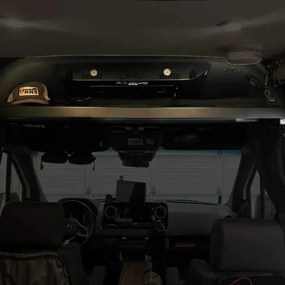Van Wife Components 2019+ Sprinter Headliner Shelf No Curtain Rod - Owl Outdoor