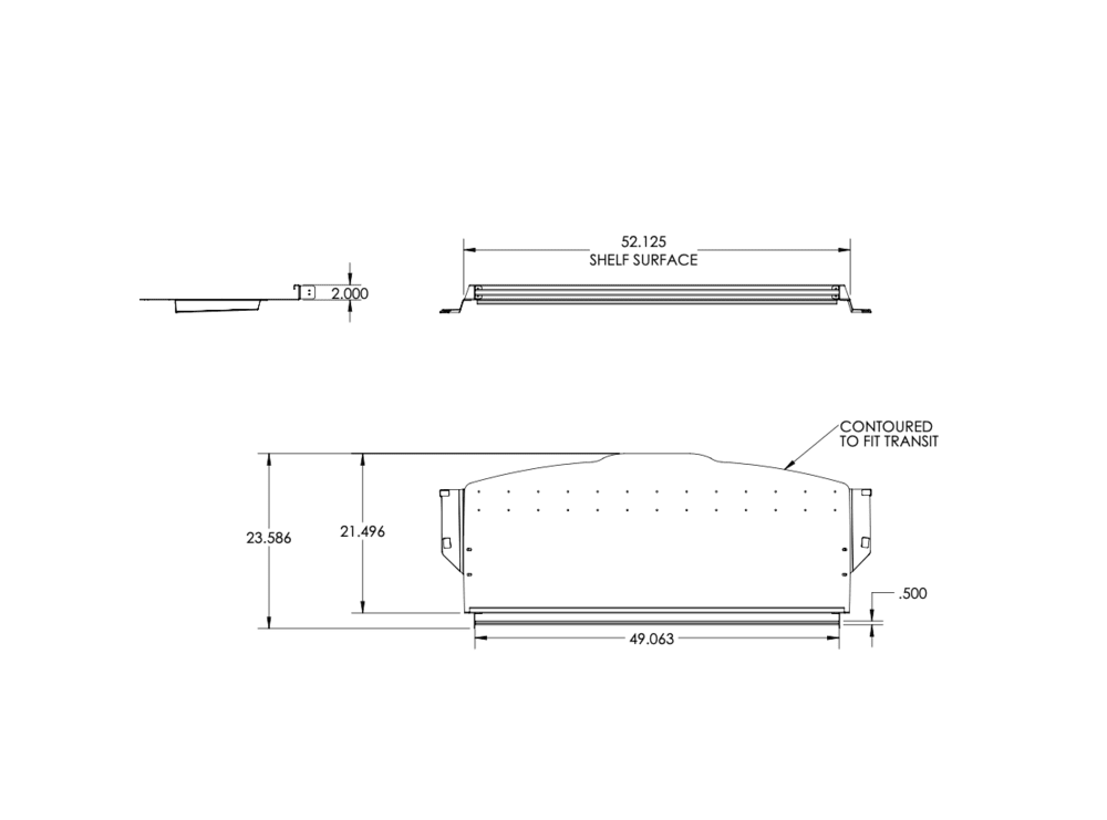 Van Wife Components Transit Headliner Shelf with Curtain Rod - Owl Outdoor